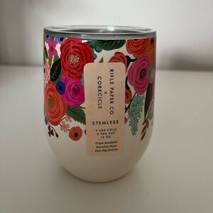 NWT Corkcicle x Rifle Paper Company floral wine glass with lid